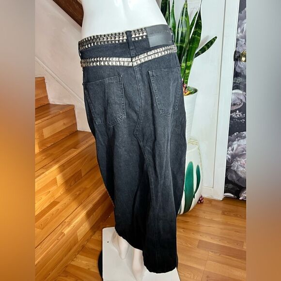 One Teaspoon BLACK OAK STUDDED ROCKO LONG LENGTH DENIM SKIRT/ size 27 - Picture 7 of 8